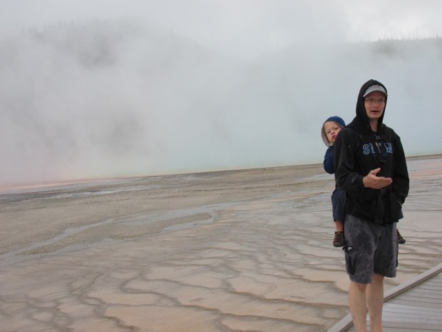 This is Grand Prismatic Spring during a rain shower.